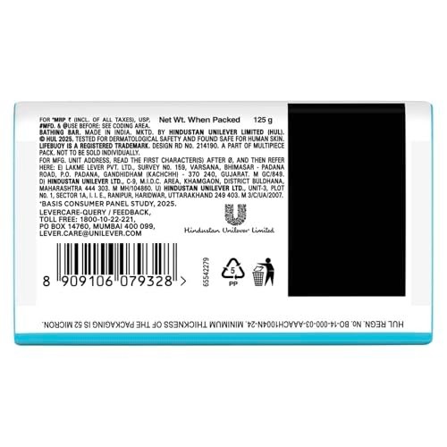 Lifebuoy Ice Bath Soap 125g Pack of 5 Menthol Cooling Bath Bars Fresh FS