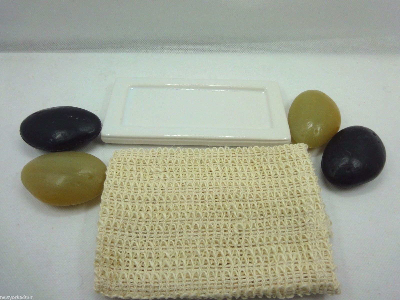 GIANNA ROSE ATELIER SPA STONE SOAP – SET OF 4 ON TRAY COMES W/ CLOTH – NEW