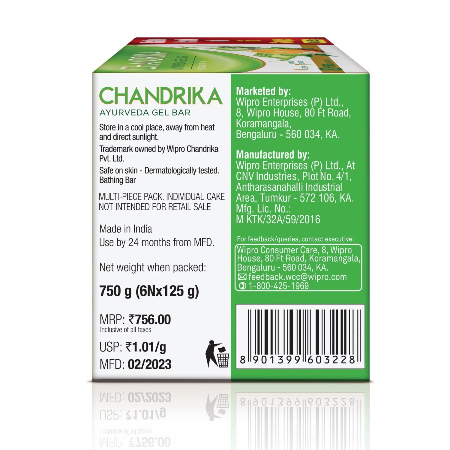 Chandrika Ayurveda Gel Bar For Moisturise Skin 125gm Each Set Of 6