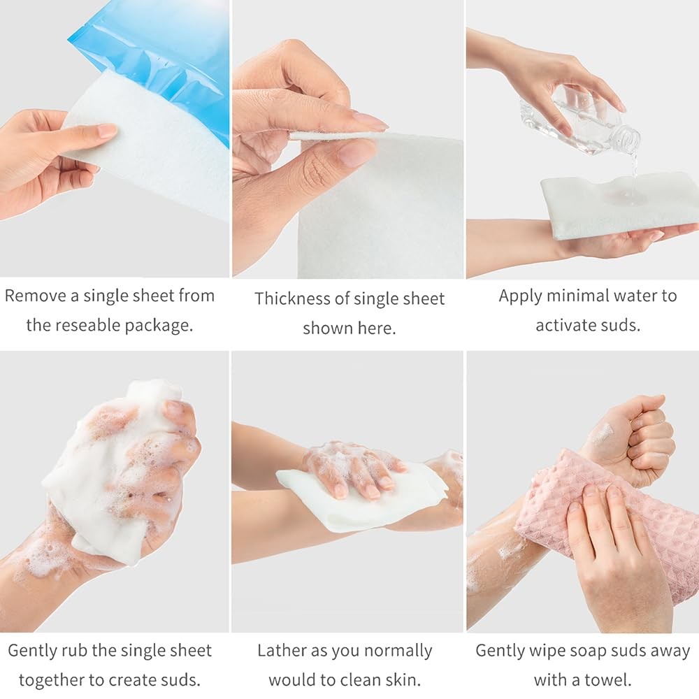 -21% Larger,No Rinse Bathing Wipes for Adults-Rinse Free Bath Sponges,Soap In…
