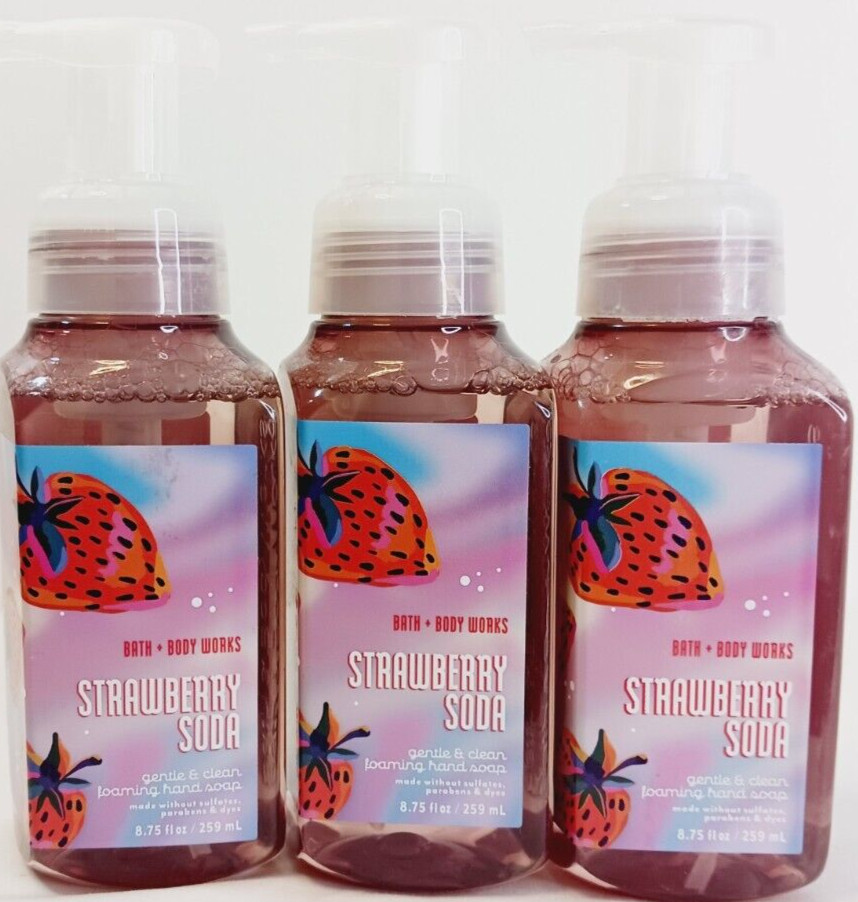 3Pcs Bath & Body Works Gentle & Clean Foaming Hand Soap STRAWBERRY SODA New