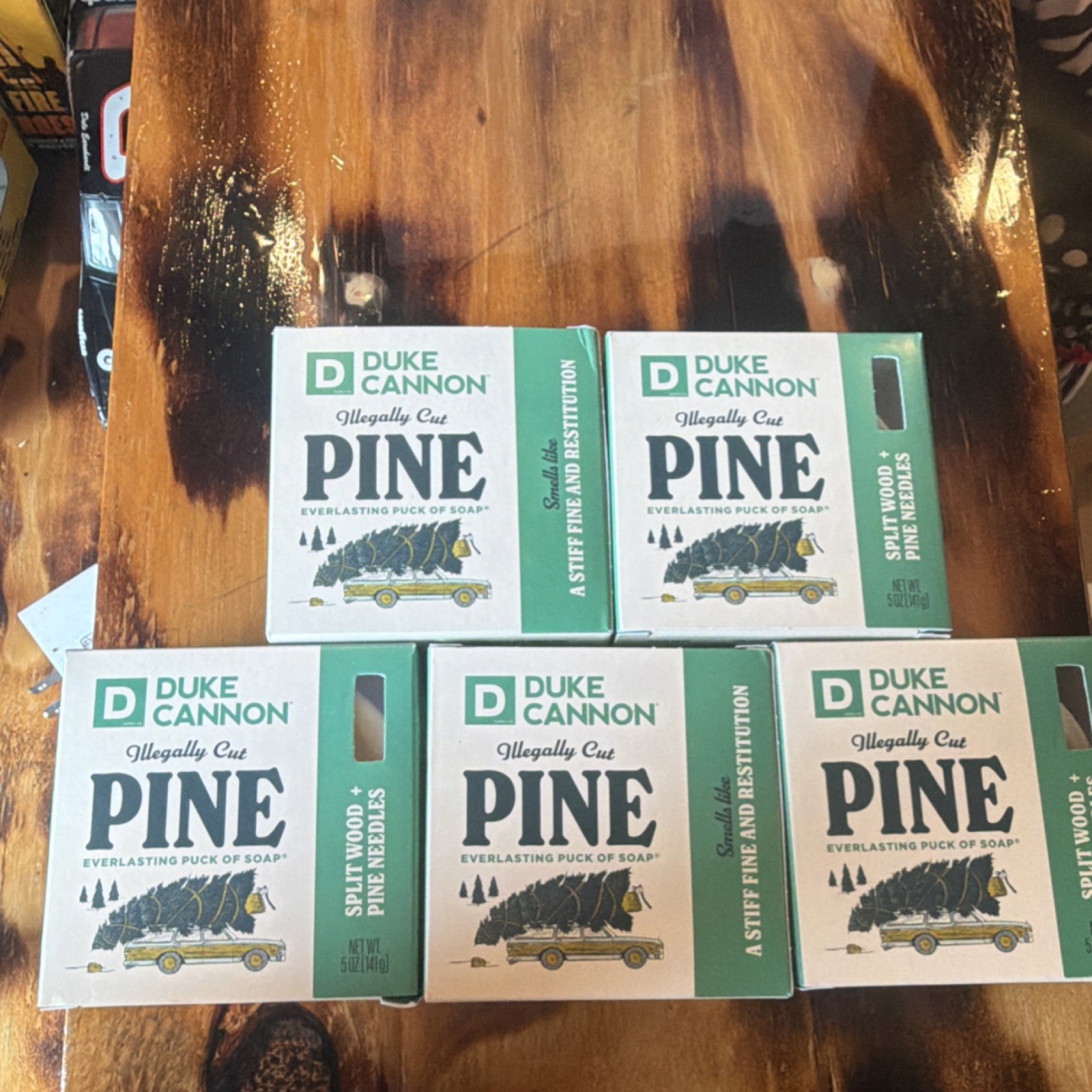 5 Bars Duke Cannon Pine Scent Triple-Milled Body Bar Soap 5 oz Natural Oils