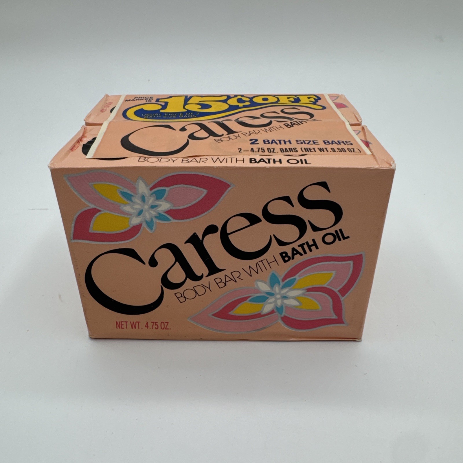 Lot Of 2 Vintage NOS Caress Soap Bar Bath Oil Flower Label