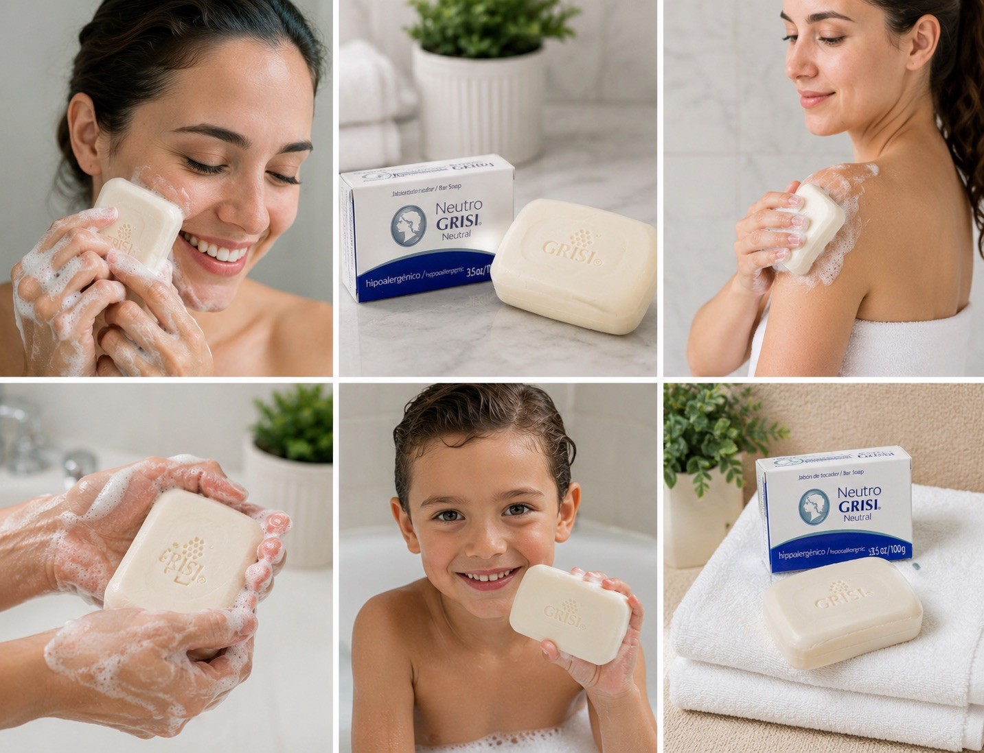 4Pk – Neutral Soap – Hypoallergenic – Jabon Neutro – Grisi