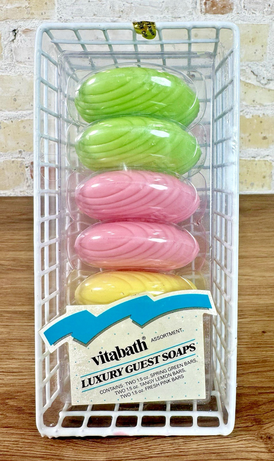 Vintage Vitabath Guest Soap Set 6 Bar Sealed Spring Green Lemon Pink 1980s Retro
