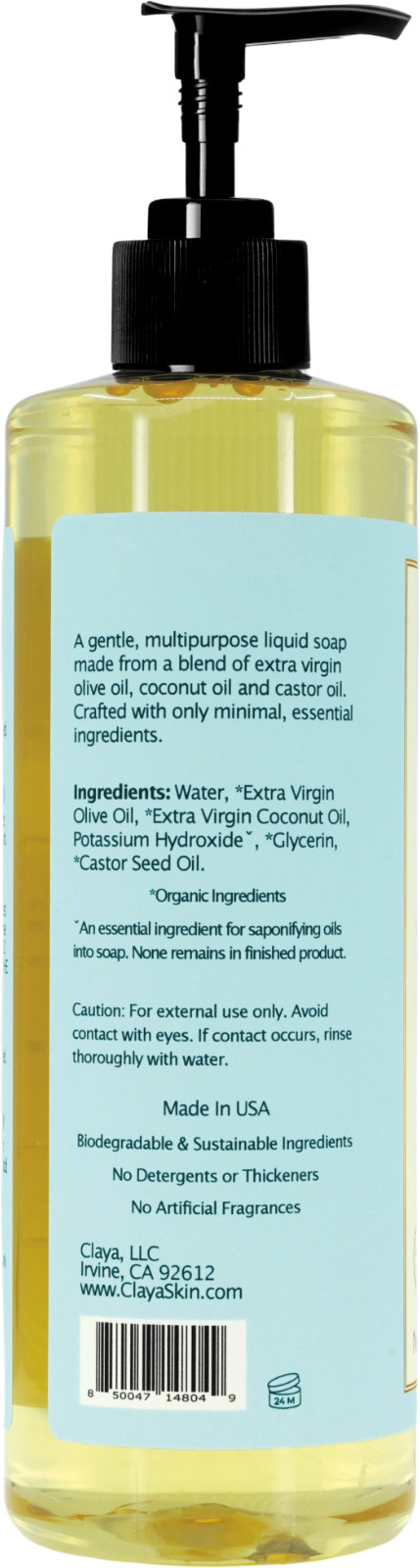Liquid Castile Soap (2 pack ) – Organic Ingredients, Gentle For Sensitive Skin