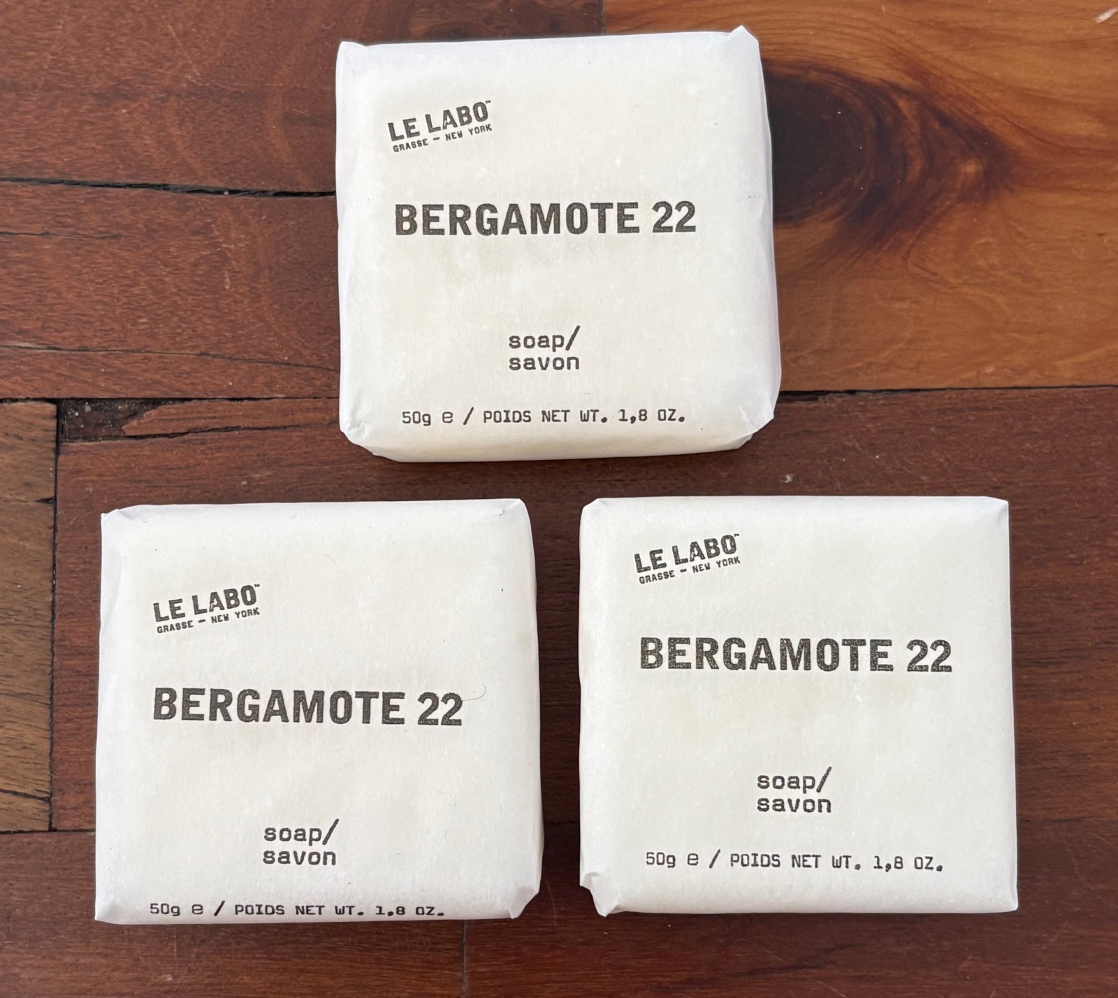 3x LE LABO Bergamote 22 Soap Bar Savon Parfume – Travel Size 50 g / 1.8 oz NEW
