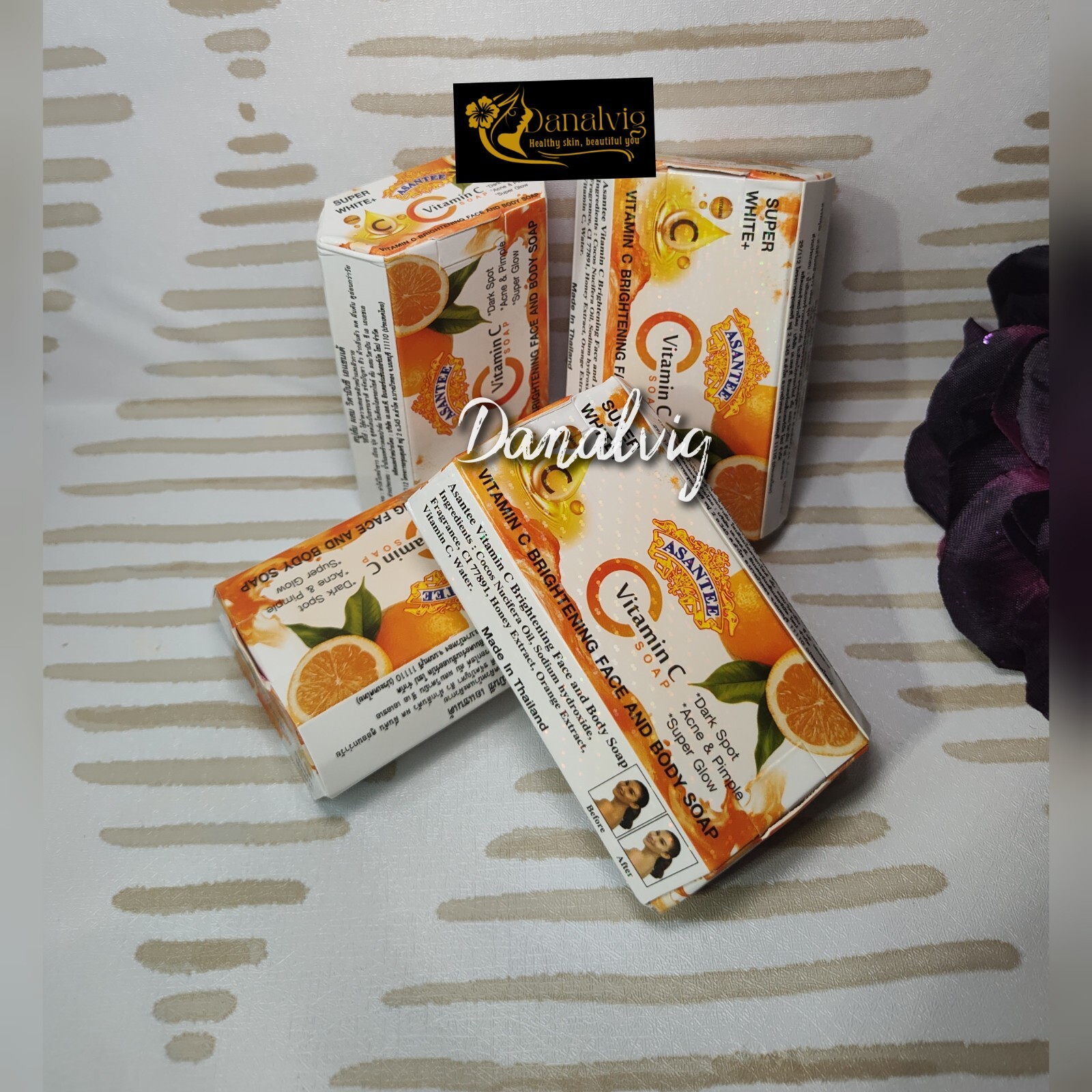4 Bars x 125g Soap Vitamin C Asantee Face And body Brightening Soap Anti Acne