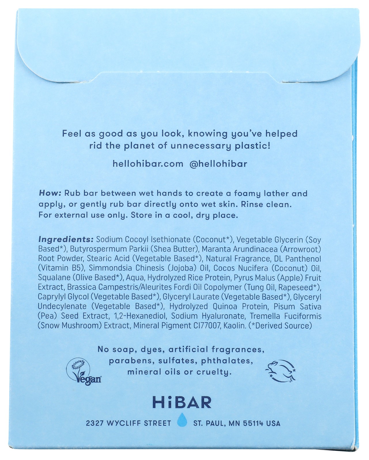 Hibar Hydrate Vanilla Blue Orchid Body Wash Bar Soap-Free 4.2Oz 1 Pack