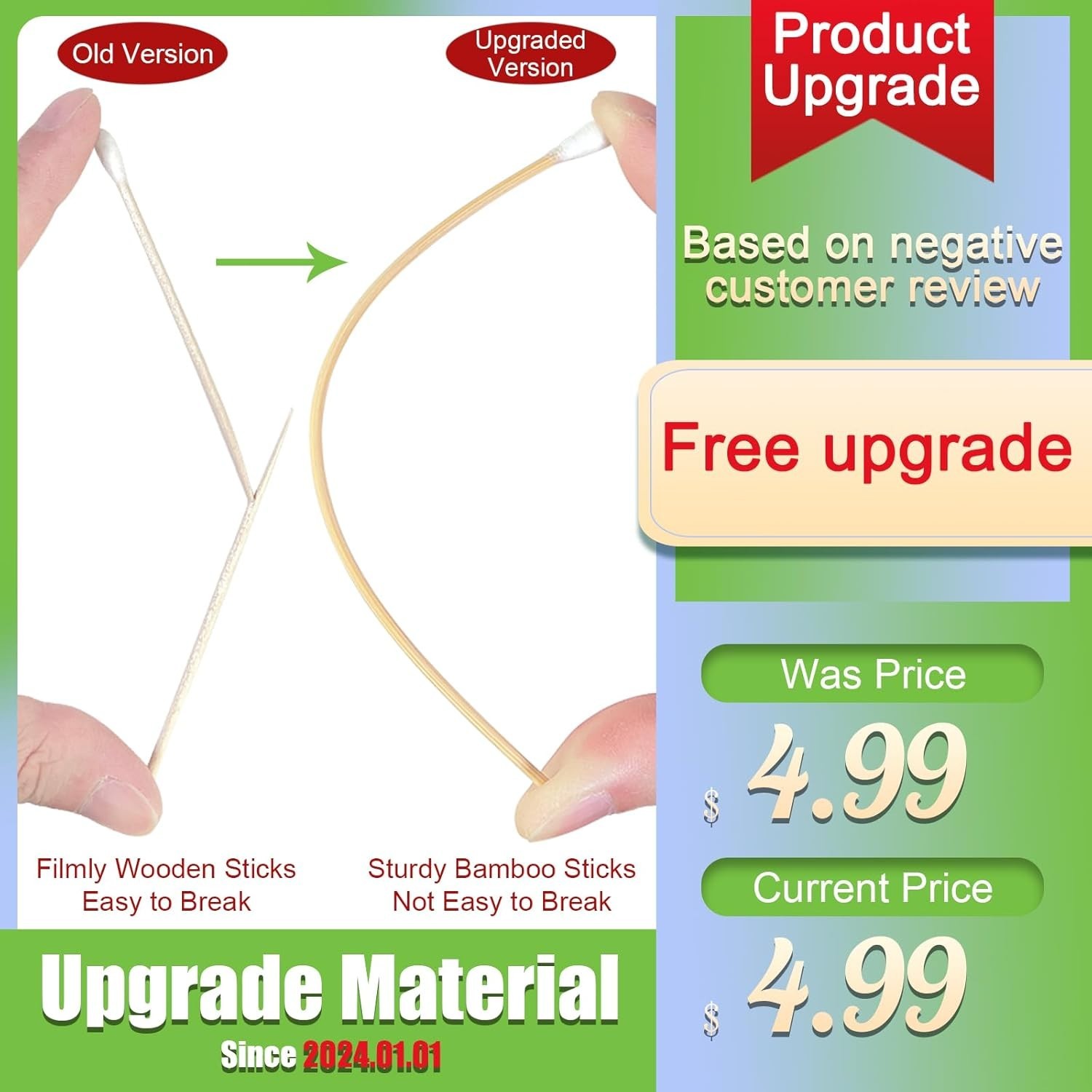 200 Count 6 Inch Long Cotton Swabs with Wooden Handles Cotton Tipped Applicat