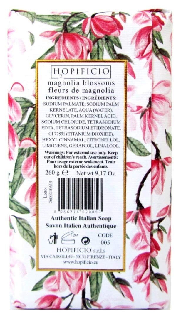 Hopificio Magnolia Blossoms Italian Triple Milled Bar Soap Large Size 9.17 oz