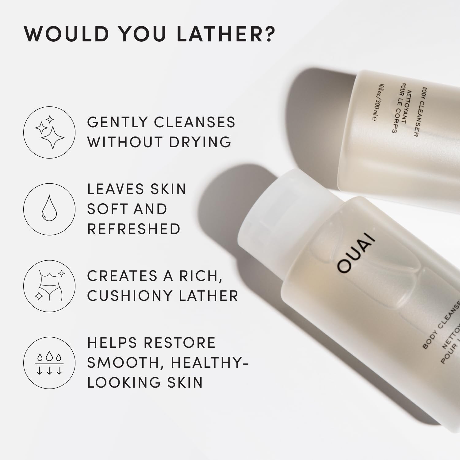 OUAI Body Cleanser, Dean Street – Foaming 10 Fl Oz (Pack of 1), Clear