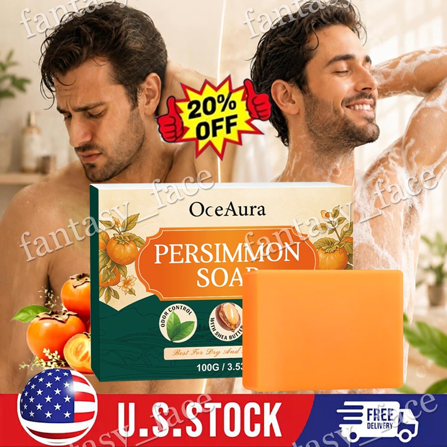 Swarva Persimmon Soap Bar Body Odor Control Deodorant Soap for Men & Women ~HOT