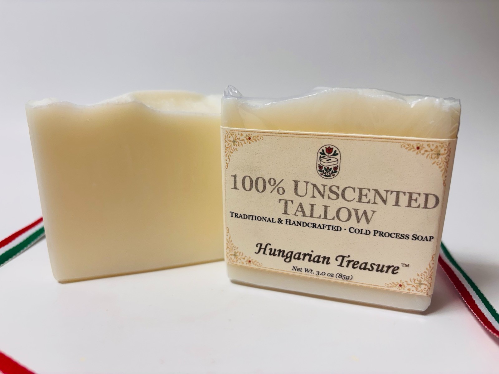 Pure Beef Tallow Soap Bar: Grass-Fed, Unscented + Sensitive Skin Safe (3.3 oz)