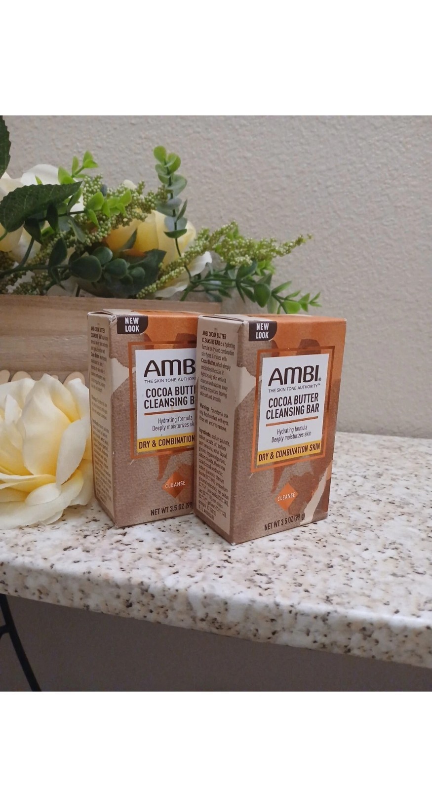 New AMBI Cocoa Butter Bar Soap, 3.5 oz (2 pack) Free Shipping