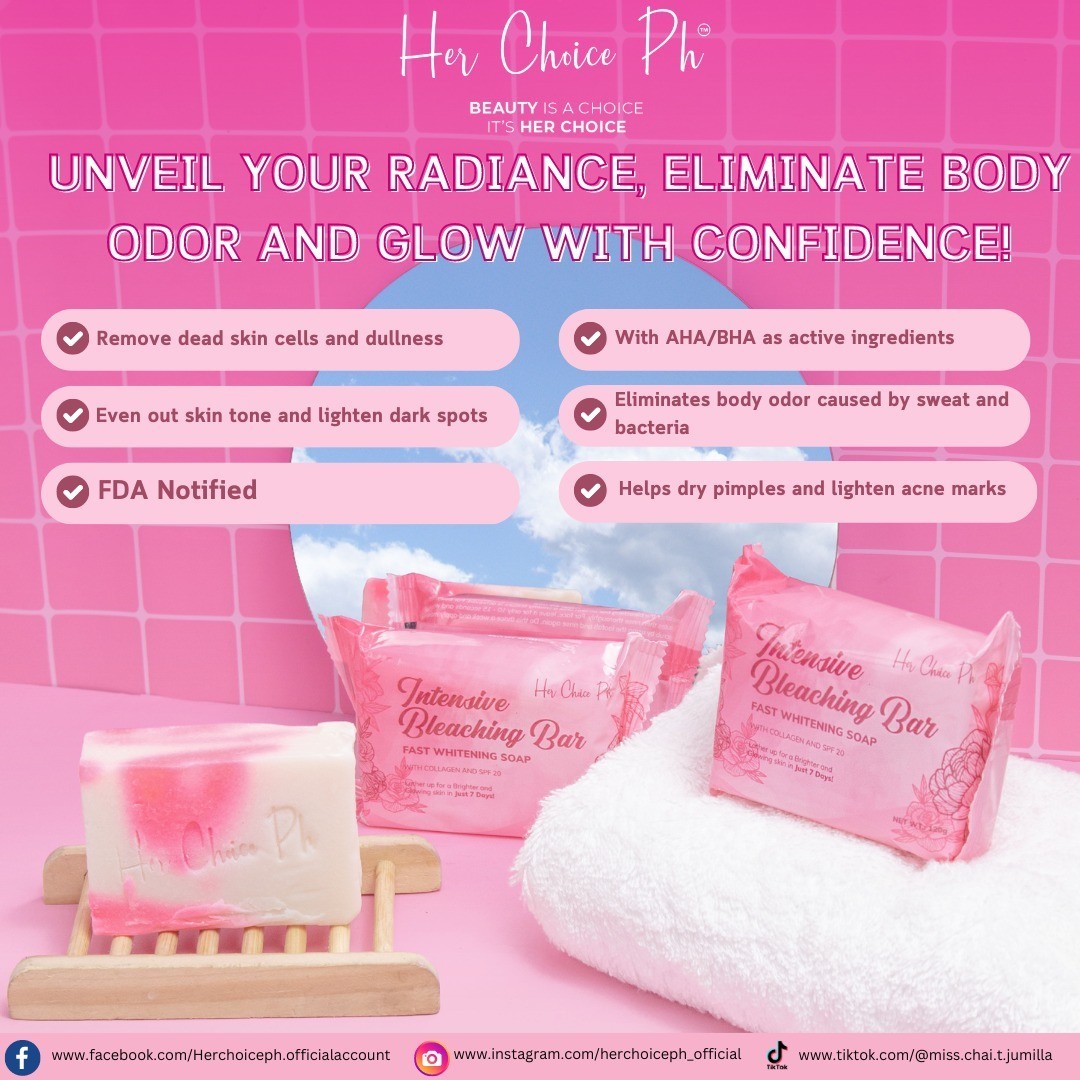 2 bars Her Choice Intensive Bleaching Bar Fast Whitening Soap (120g each)