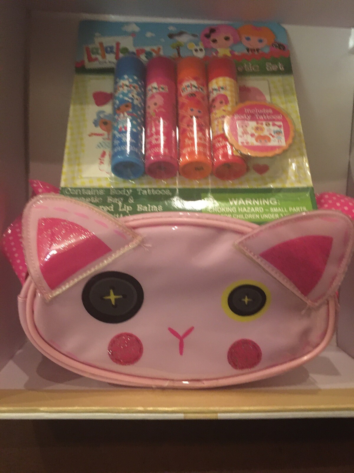 Lalaloopsy Cosmetic Set Includes 4 Lip Balms Body Tattoos & Cosmetic bag New