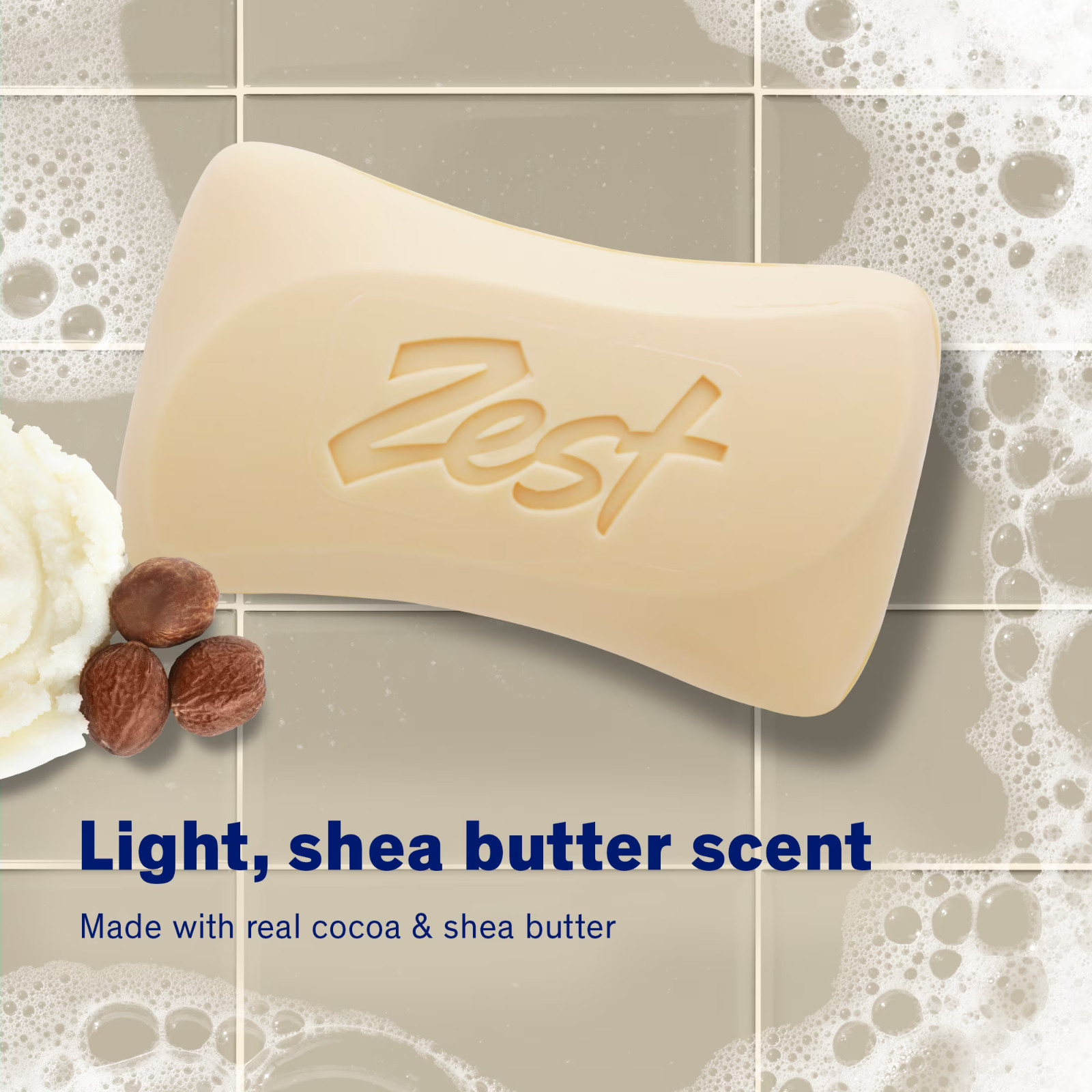 Zest Cocoa Butter Shea Bar Soap 4oz Moisturizing Body Soap Free Scented 8 Pack