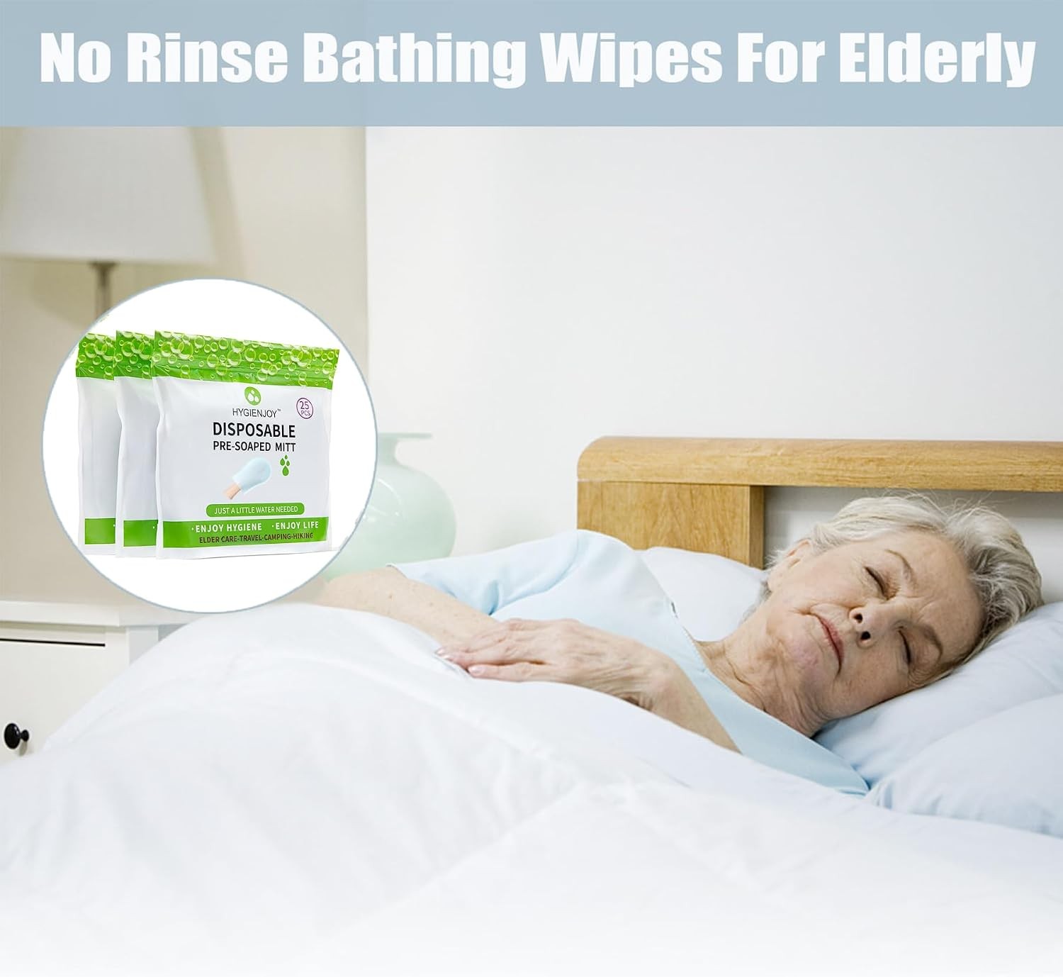 Rinse Bath Wipes(25 counts),Disposable No Rinse Body Wash,More Convenient to