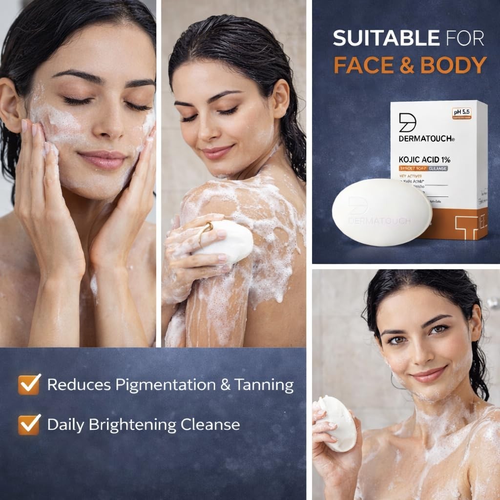 DERMATOUCH Kojic Acid 1% Soap with Glutathione & Alpha Arbutin|75gm (pack of 3)