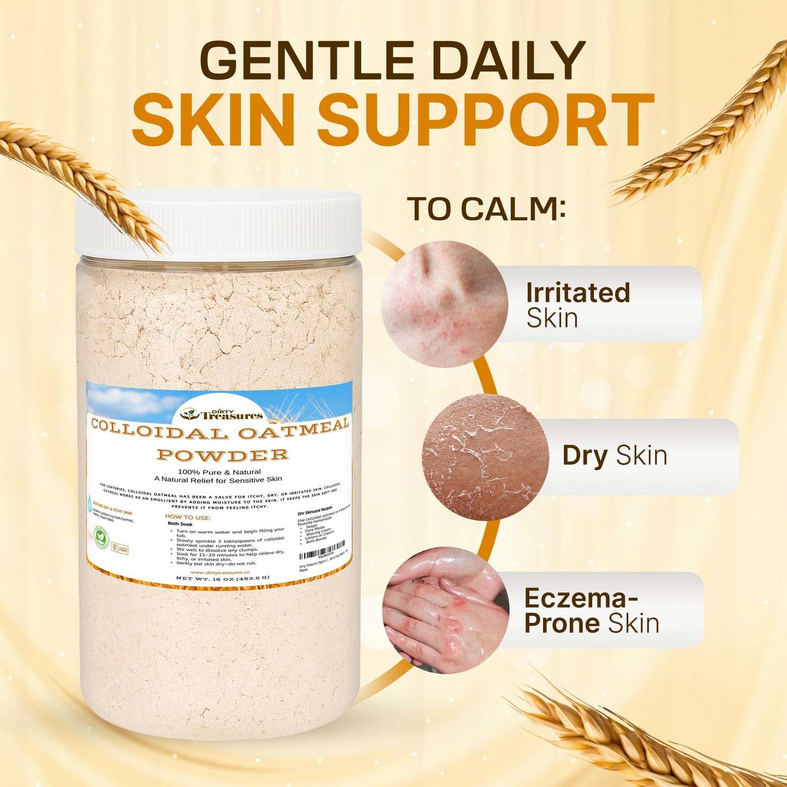 Colloidal Oatmeal Bath | Eczema & Itchy Skin Relief 16oz Baby Safe Natural