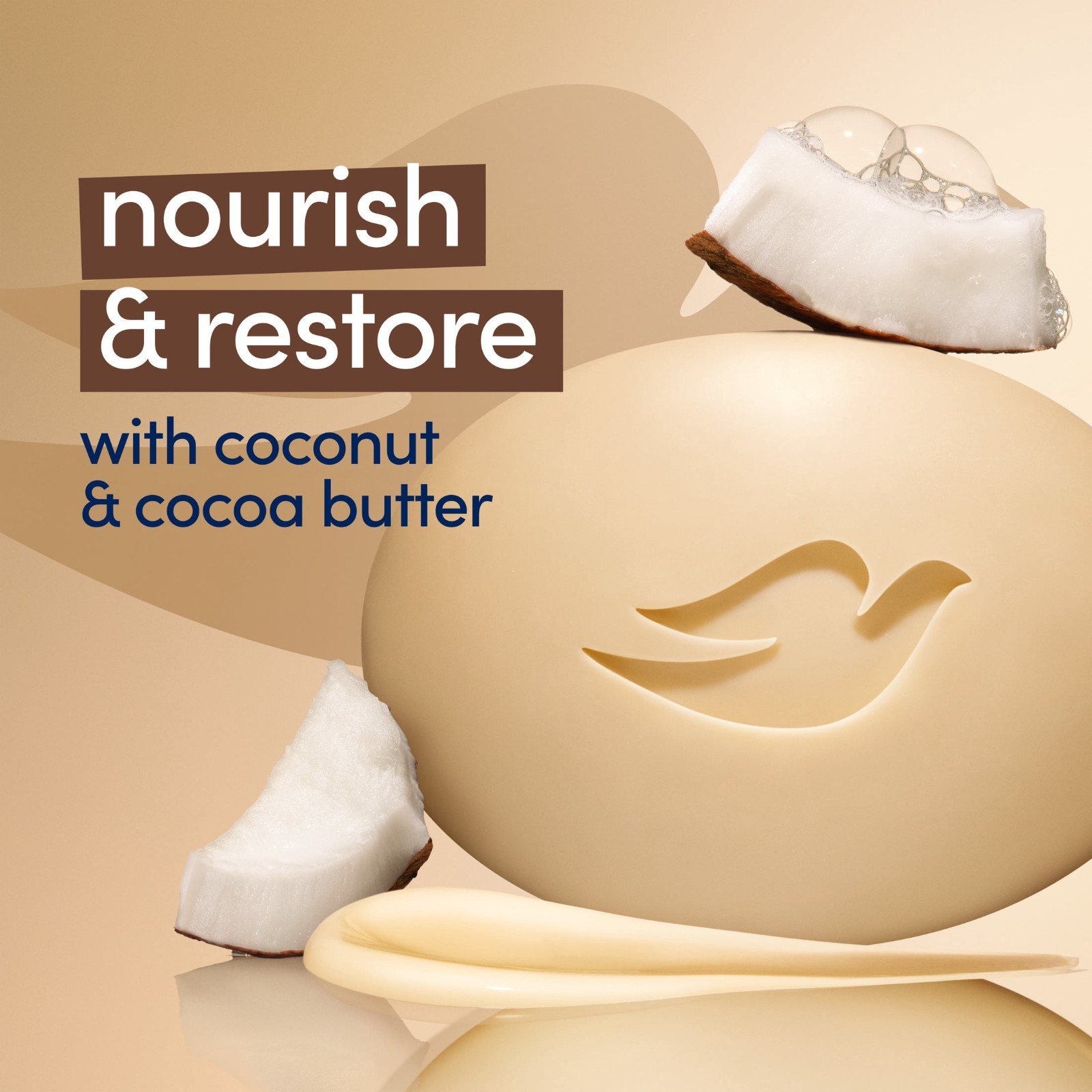 2PK Dove Beauty Bar Soap Restoring Coconut Cocoa Butter All Skin, 3.75 oz 8 Bars