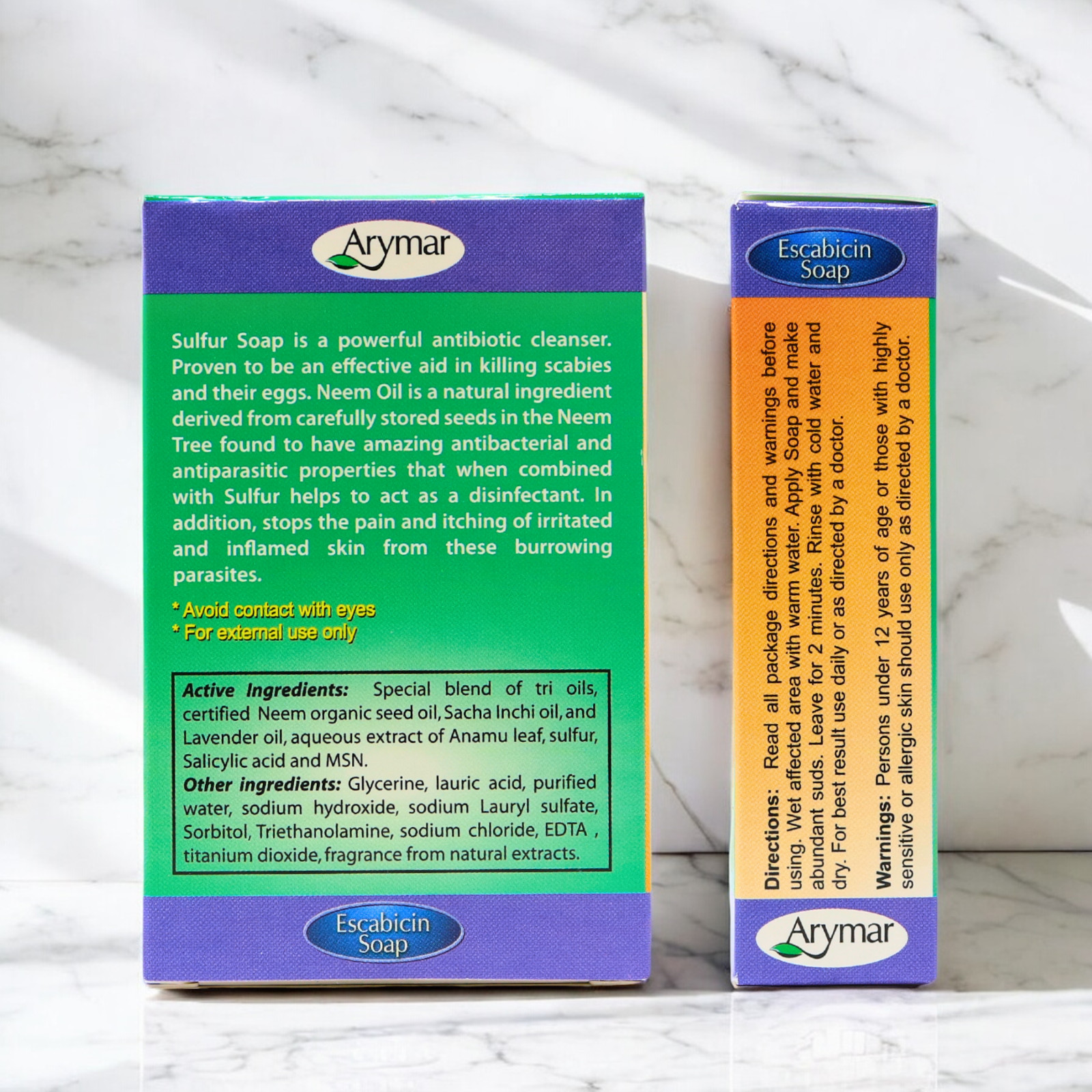 Arymar Escabicin Soap with Sulfur & Neem Oil for Scabies, 3 oz – Packs 1-25
