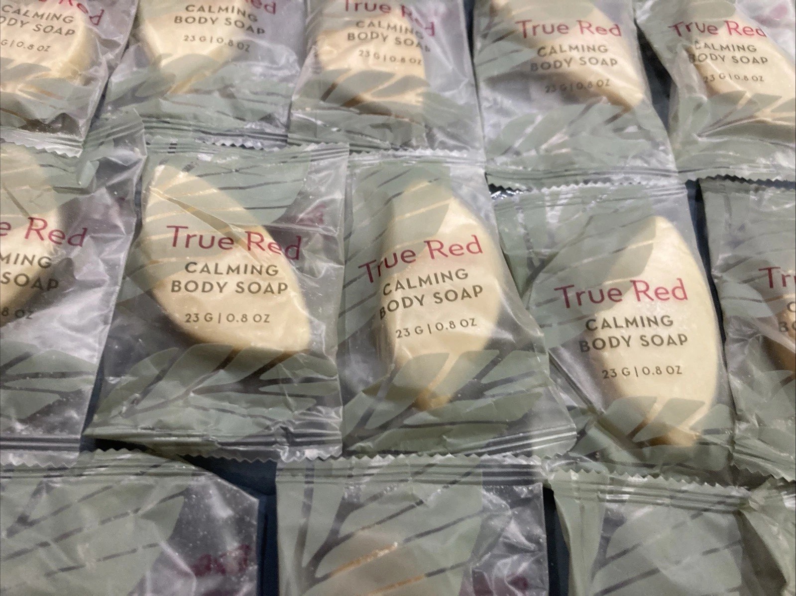 50 Pcs True Red Calming Body Soap In The Shape Of A Leaf 0.8 Oz Each