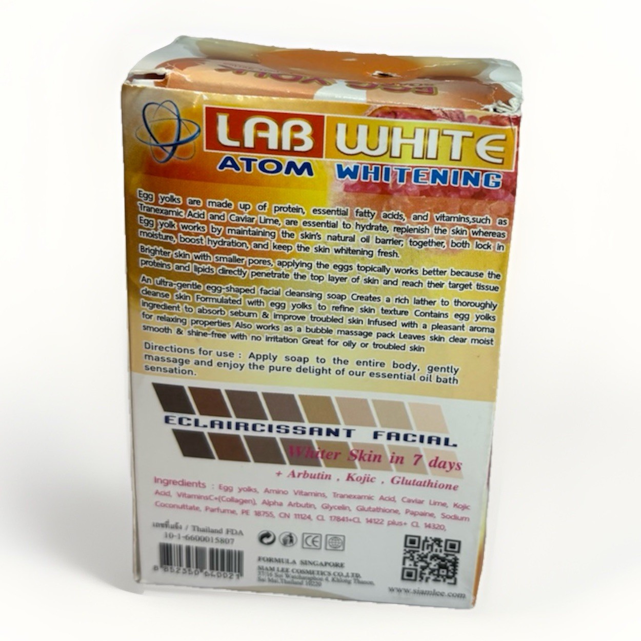 Extract Lab White Atom Egg Yolk Kojic Arbutin Vit C E B3Glutathione Kojic Acid.