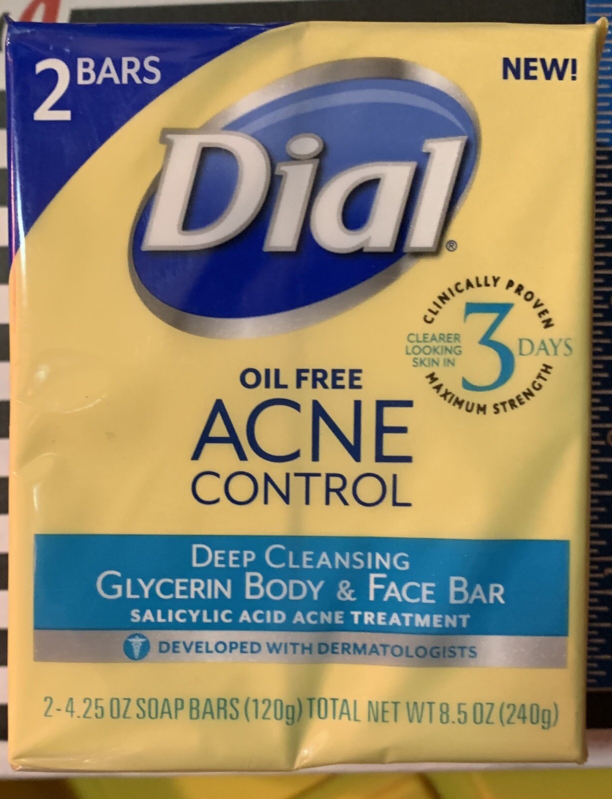 Dial Oil Free Acne Control Deep Cleansing Bar Soap 2 Bars SEALED rare VERY HTF