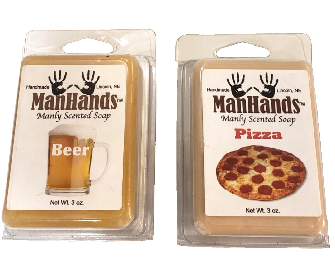 Small Soaps Beer & Pizza 2 Not Tested on Animals by Man Hands 3oz