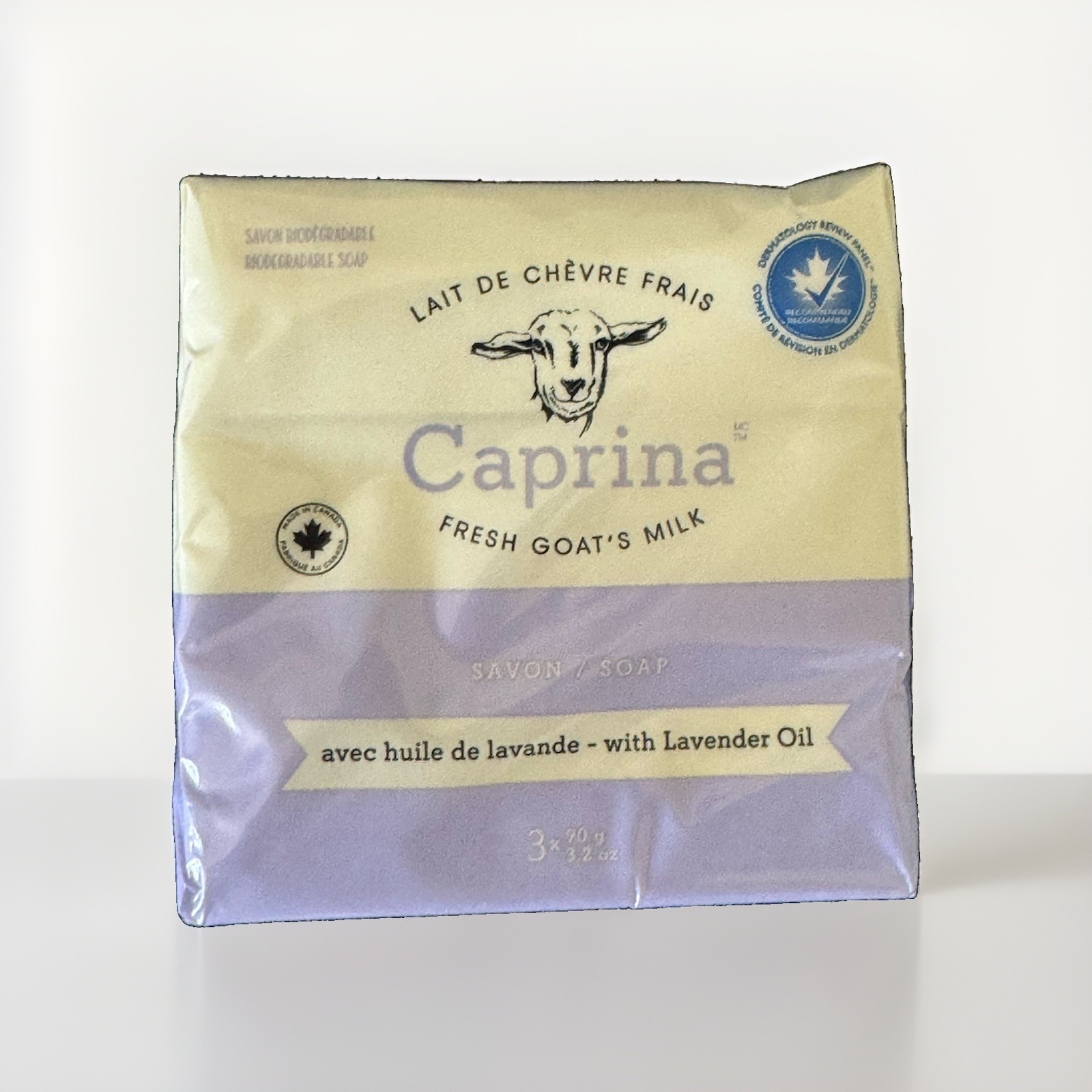 Caprina by Canus Fresh Goat’s Milk Soap, LAVENDER, 3 bars 3.2 Ounces each