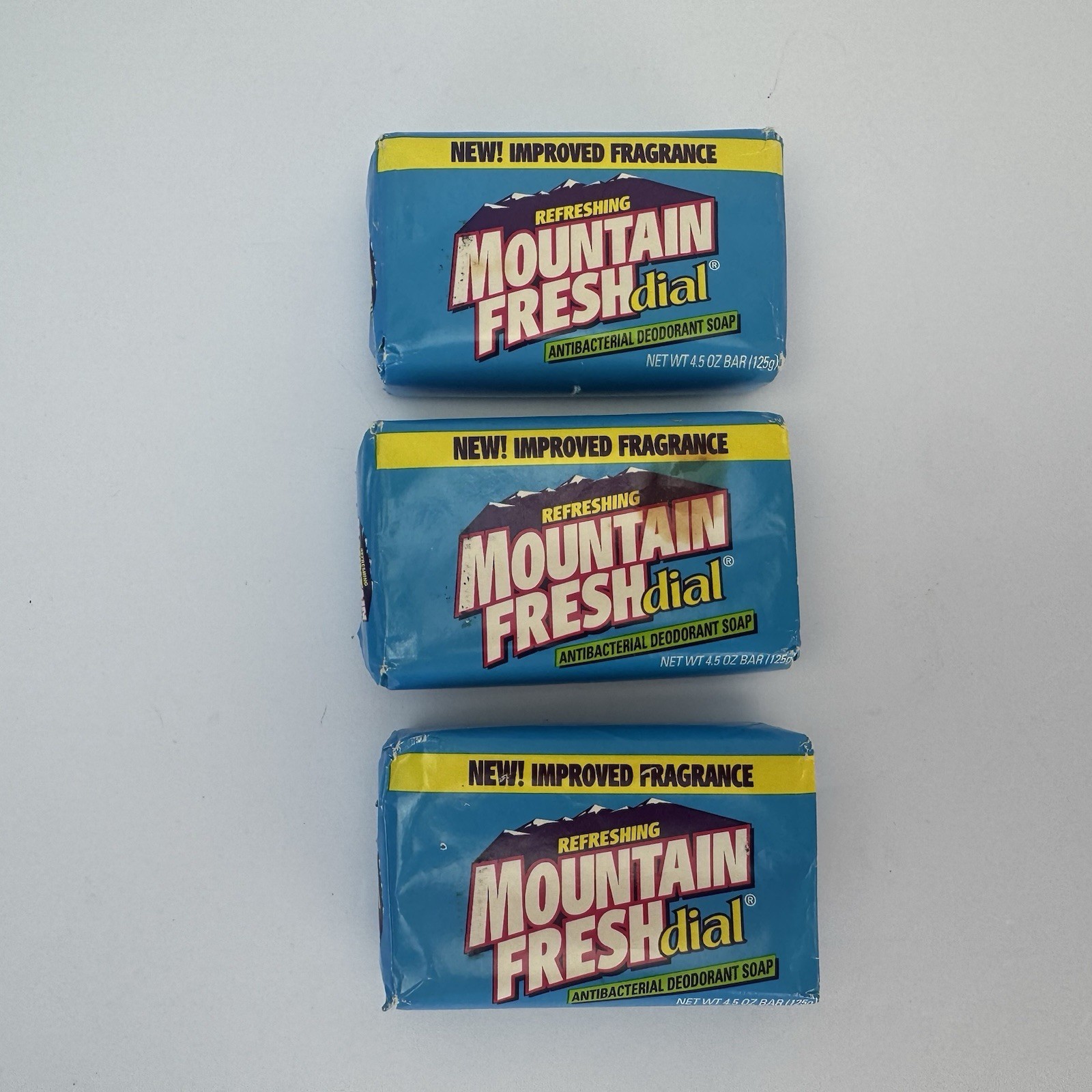 Vtg Lot of 3 Bars DIAL Mountain Fresh Deodorant Soap 4.5 Oz Each Old Stock Prop