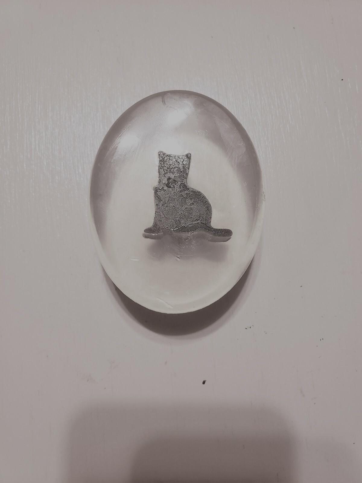 homemade clear glycerin based soap with black kitty embed unscented