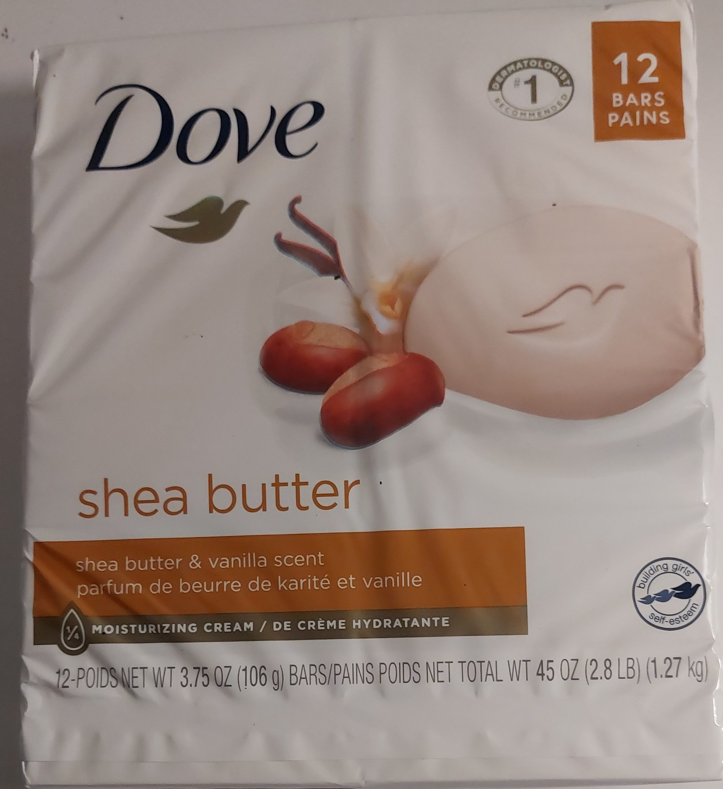 Dove Moisturizing Gentle Beauty 12 Bars Pack Soap Shea Butter Vanilla