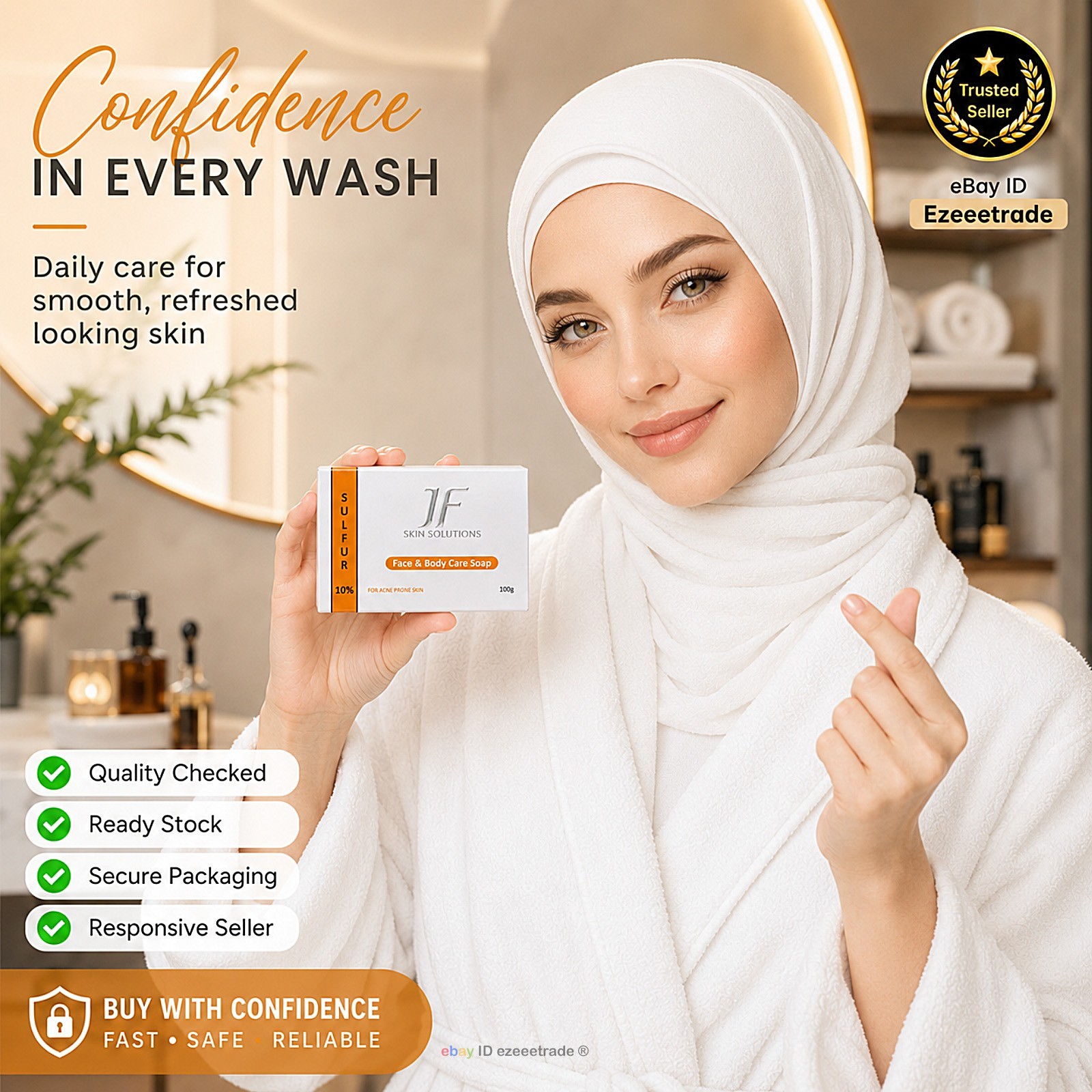 JF Skin Solutions Face Body Care Soap Bar 100g Oily Skin Sealed