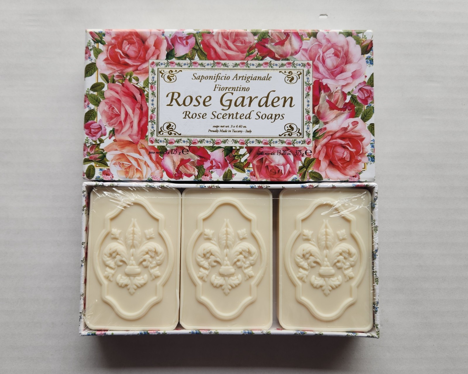 Saponificio Artigianale Fiorentino – Rose Garden Rose Scented Soaps -3 x 4.40 oz