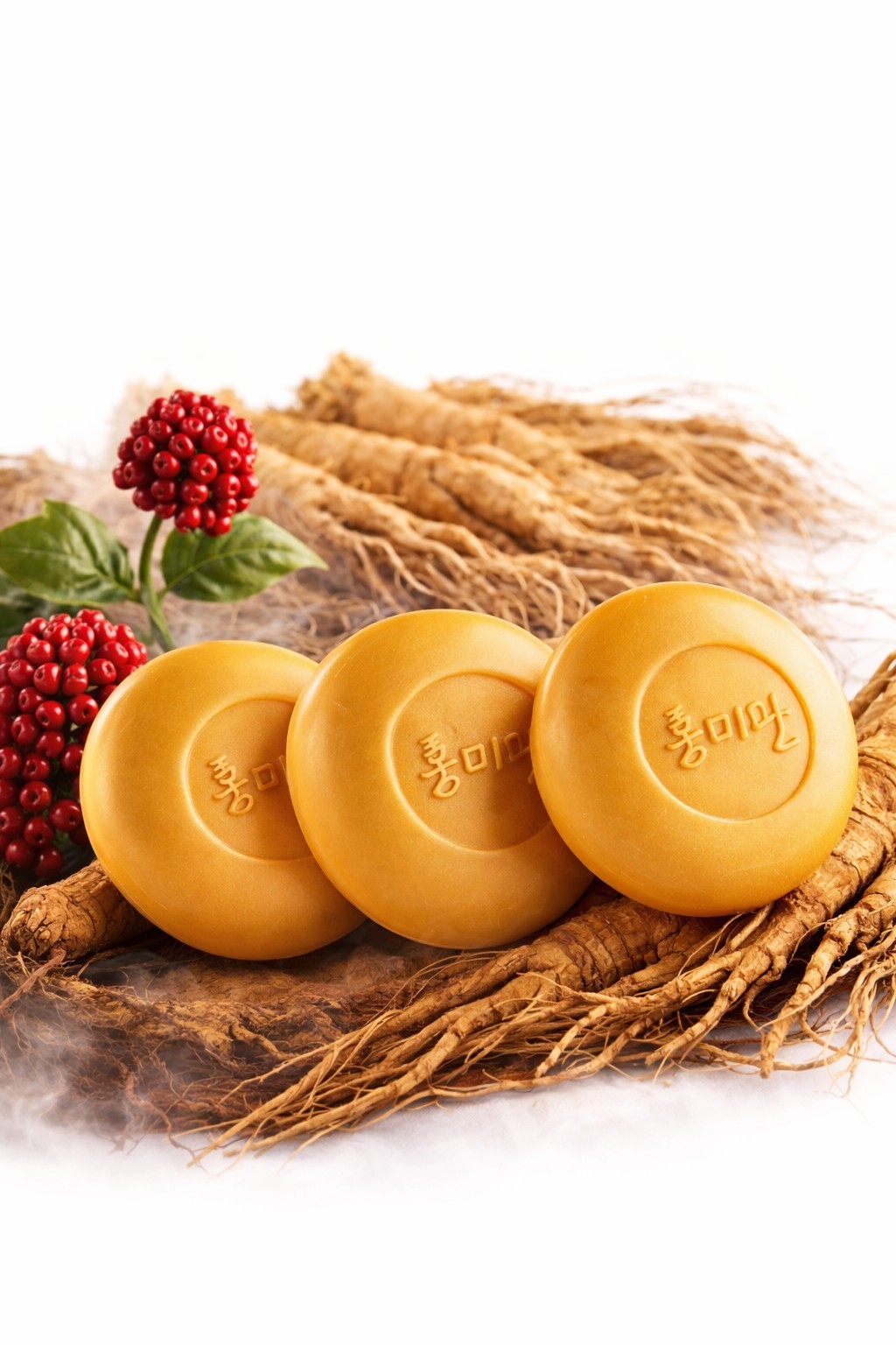 HONGMIAN Red Ginseng Soap 3 Bars Set 100g x3 Moisturizing Herbal Soap Korea