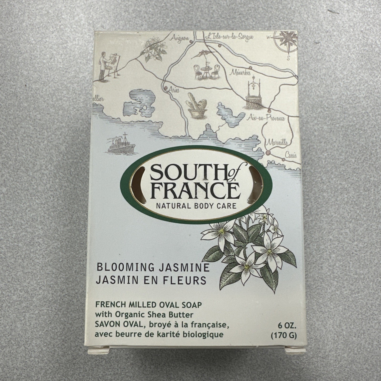 South of France French Triple Milled Oval Bar Soap Blooming Jasmine 6 oz Natural