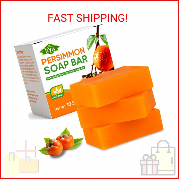 RYH 3 PCS Persimmon Soap Bar for Body Odor Control–Deodorizing & Eliminating Bod