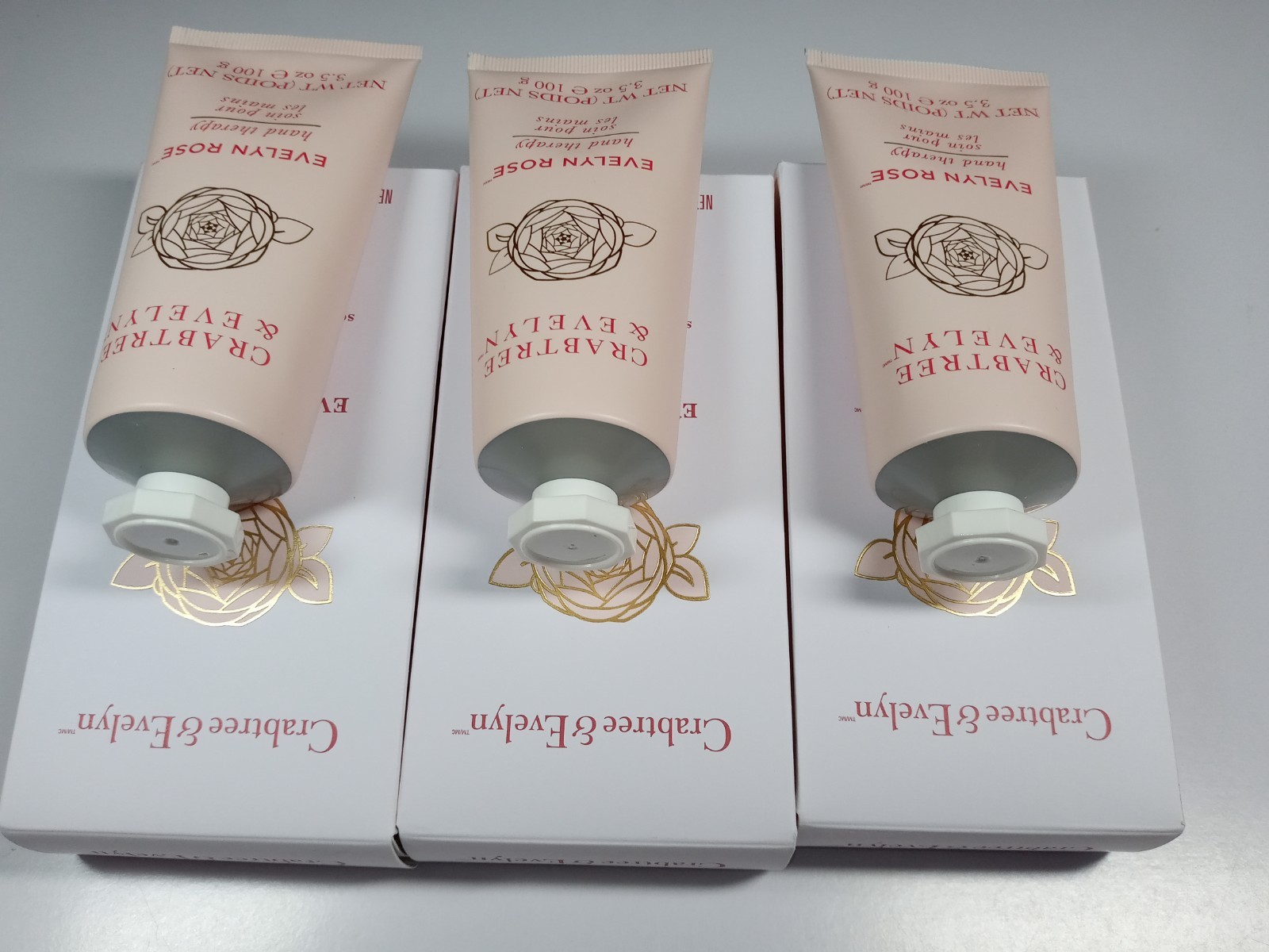 Crabtree & Evelyn Lot of 3 Evelyn Rose Hand Therapy 3x100g/3.5oz NIB
