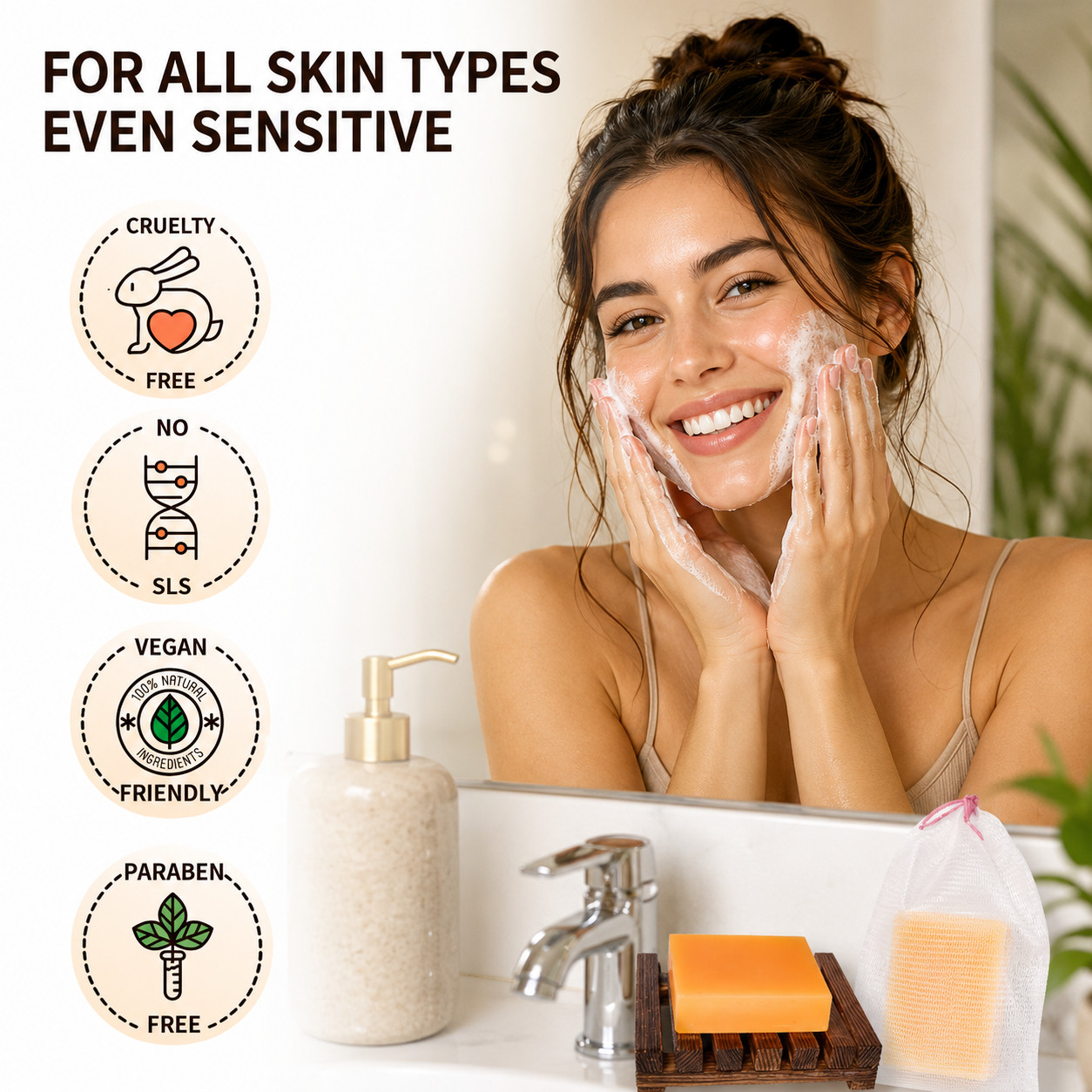 Kojic Acid Soap with Turmeric & Vitamin C 2 Pack + Soap Holder & Mesh Bag