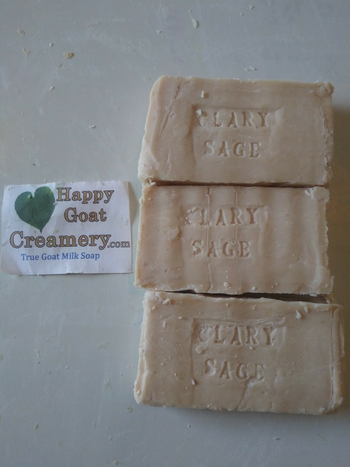3 BARS CLARY SAGE GOAT MILK SOAP HAPPY GOAT CREAMERY PURE ESSENTIAL OIL