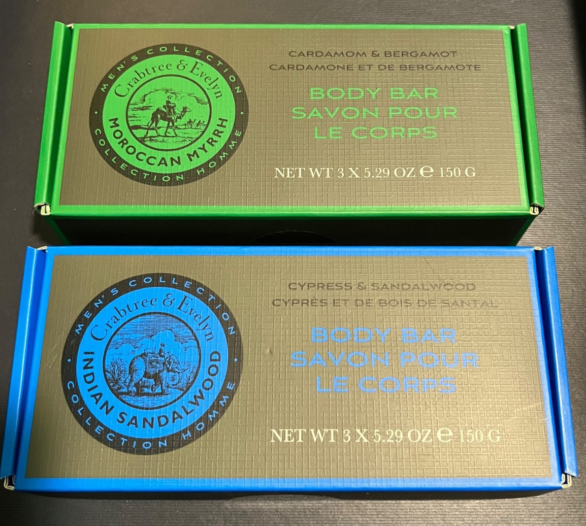 6x Crabtree & Evelyn INDIAN SANDALWOOD & MOROCCAN MYRRH Soap Mens Lot *READ