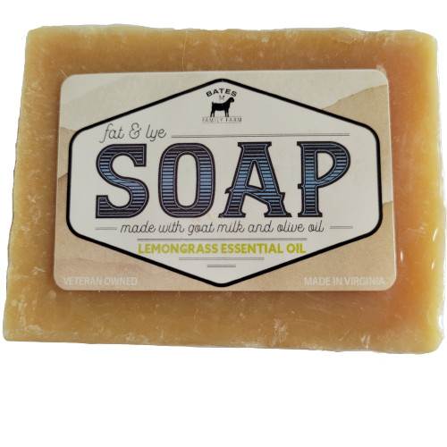 Bates Family Farm Lemongrass Essential Oils Fat and Lye Soap Goat Milk Olive Oil