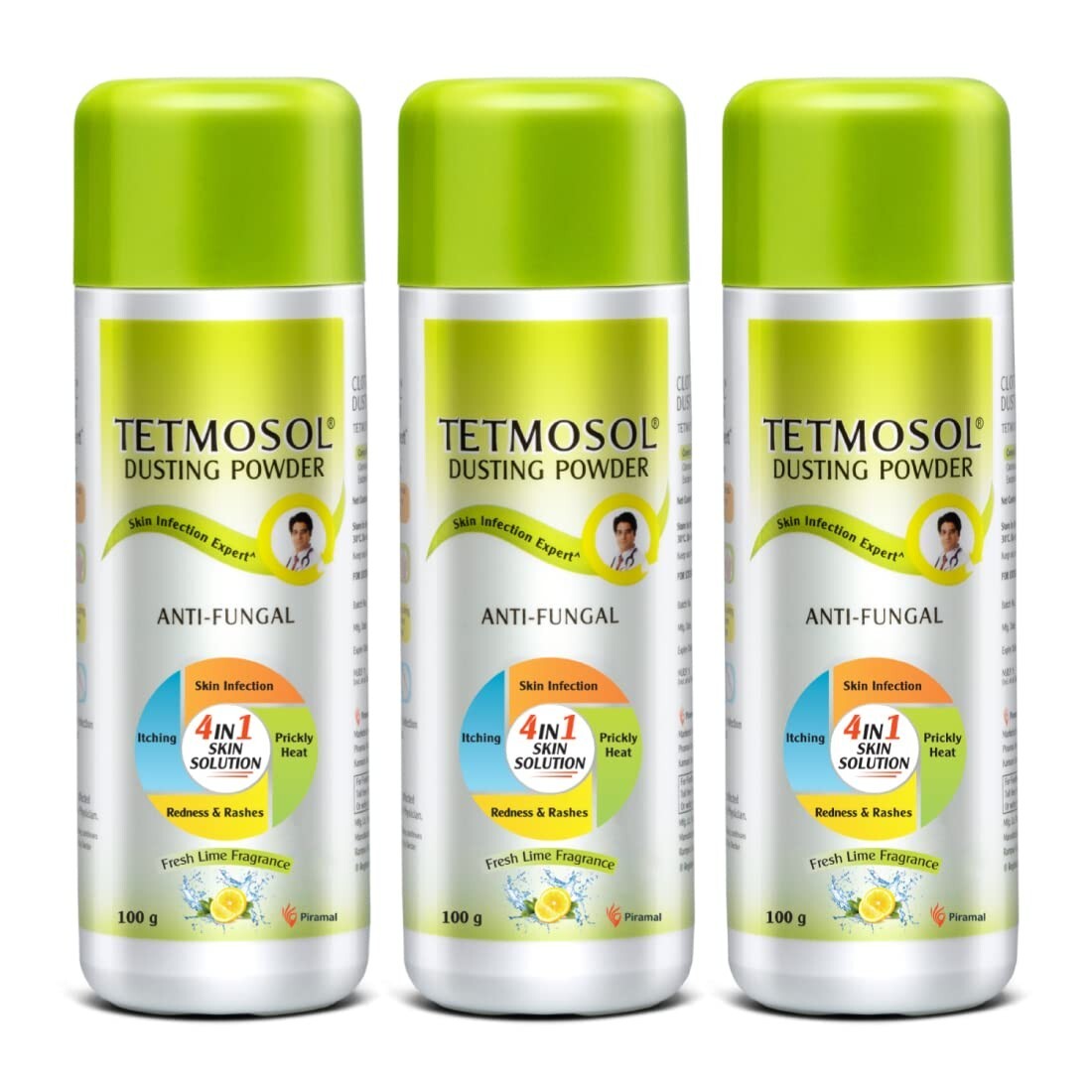 Tetmosol Anti-Fungal Dusting Powder, Fights Skin Infections , Pack of 3 x 100g