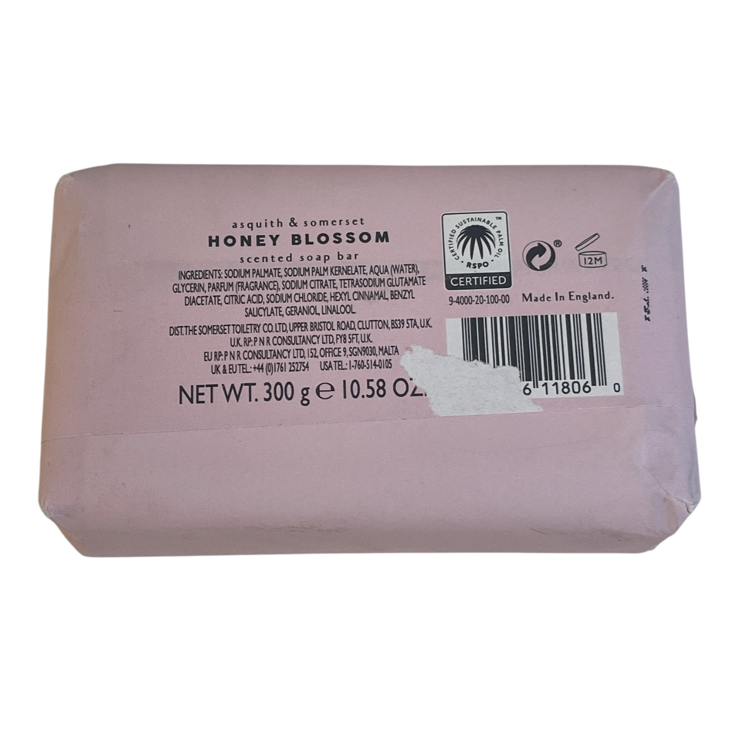 ASQUITH & SOMERSET Honey Blossom Bee Mine Soap Bar 10.58 Oz England Made