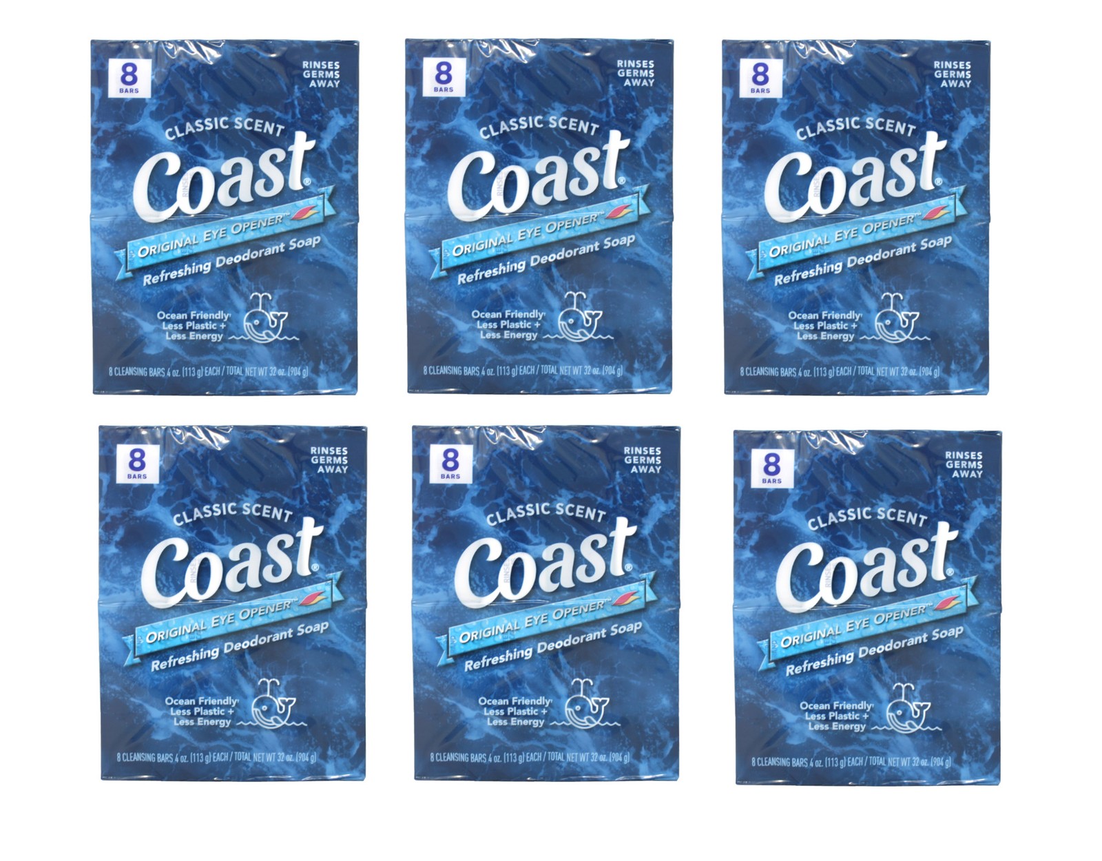 6 Pack of COAST BATH BAR 8PK PACIFIC 4OZ