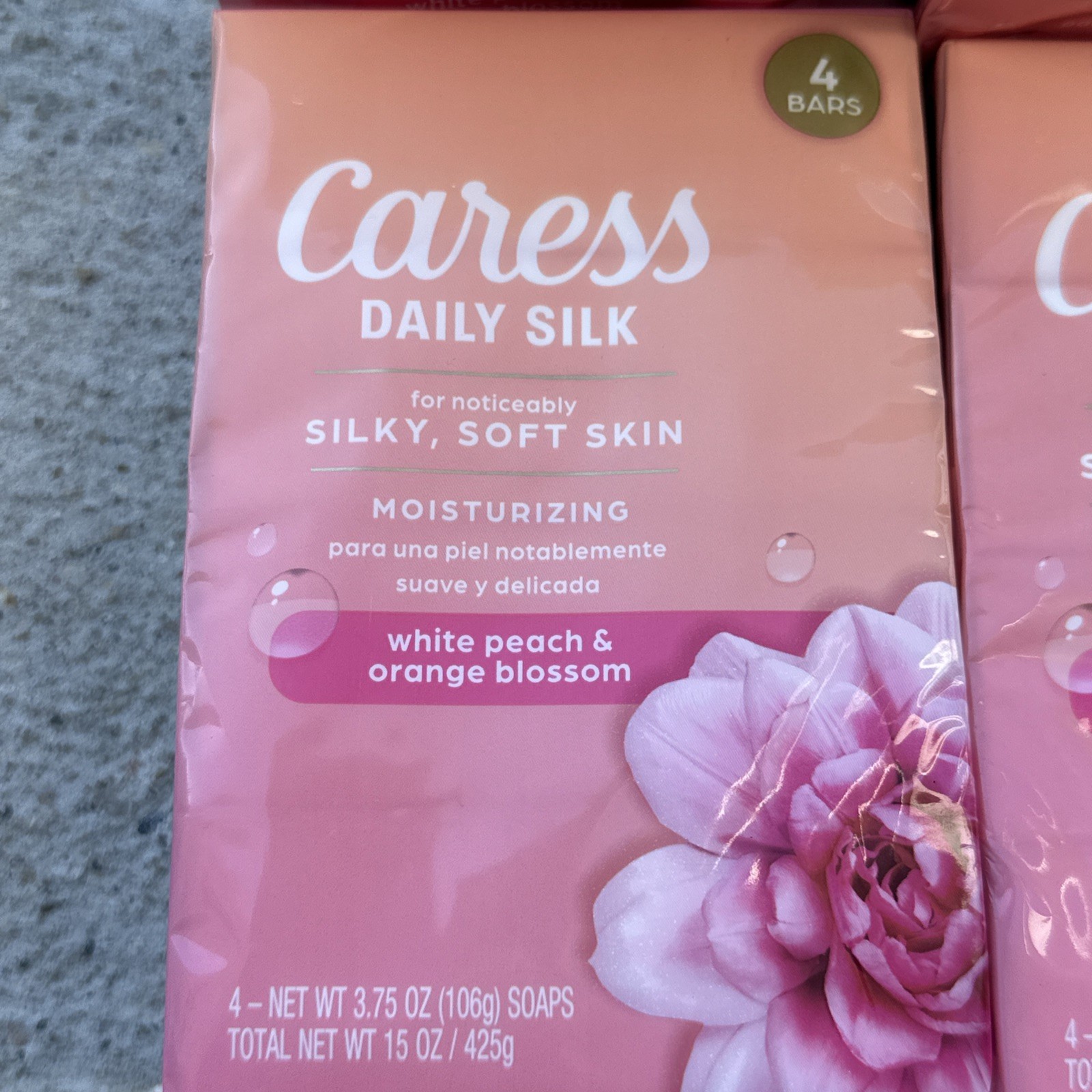 16 Bars Lot CARESS DAILY SILK BEAUTY White Peach & Orange Blossom Soap 3.75oz