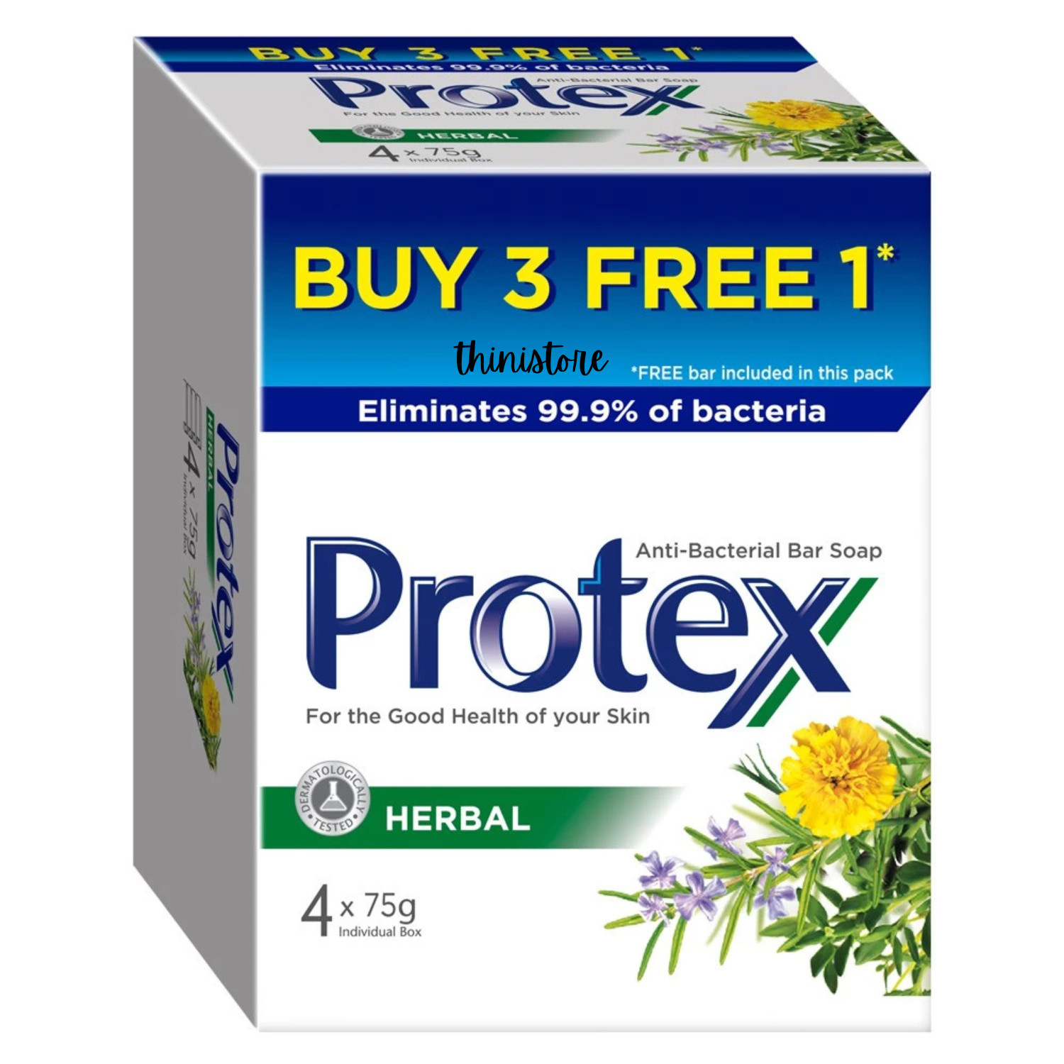 Protex Antibacterial Bar Bath Soap Daily Clean Protect Hygiene Family Use 4x75g.